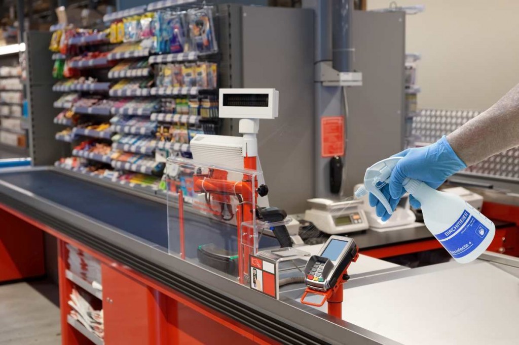 Checkout terminal in a supermarket